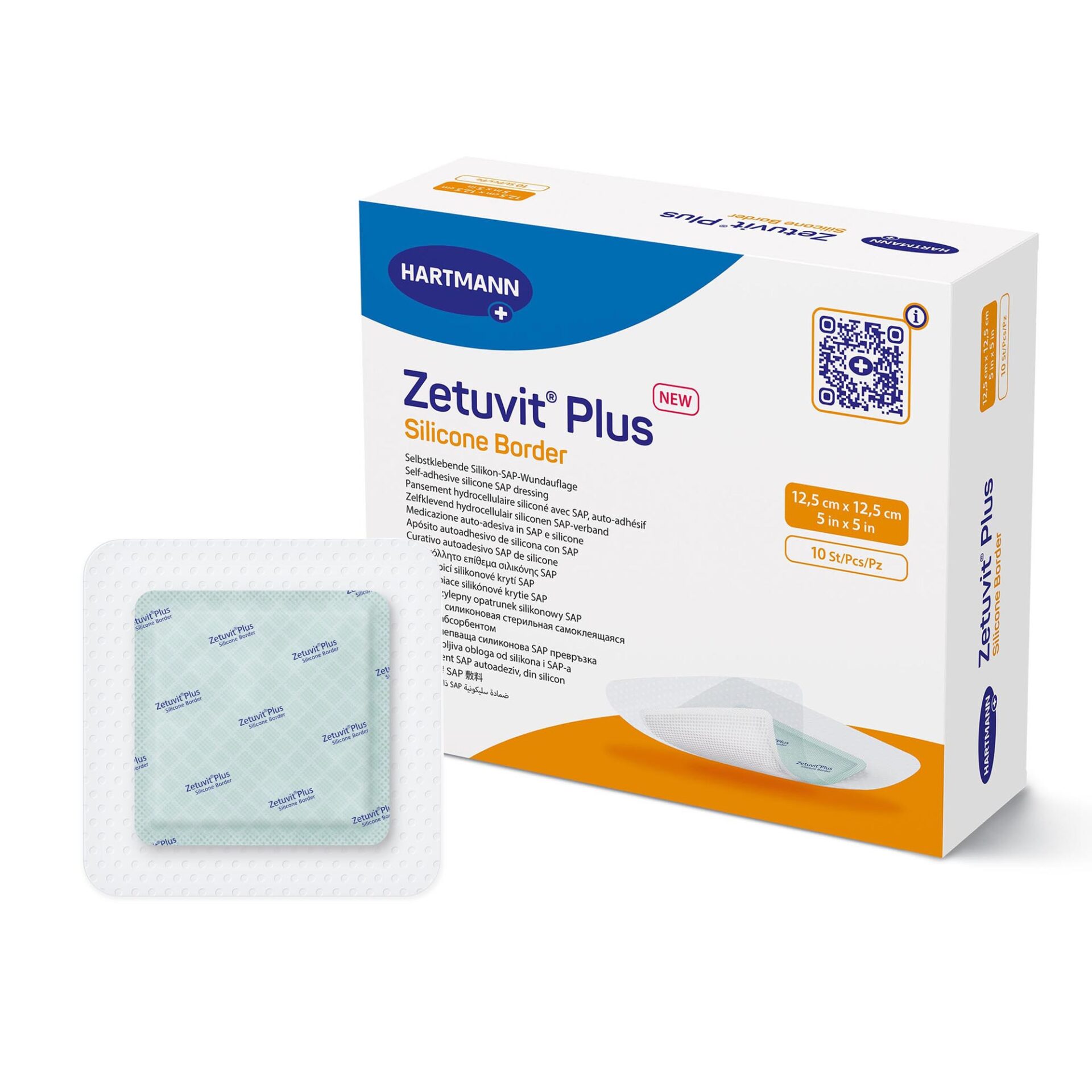 ZETUVIT Plus Silicone Border kompres sterilný (12,5×12,5cm) 1×10 ks