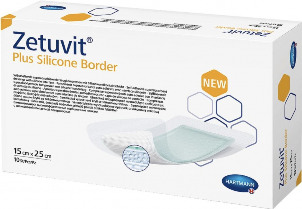 ZETUVIT Plus Silicone Border kompres sterilný (15x25cm) 1×10 ks