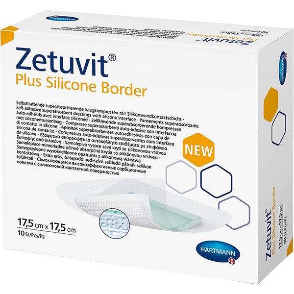 ZETUVIT Plus Silicone Border kompres sterilný (17,5×17,5cm) 1×10 ks